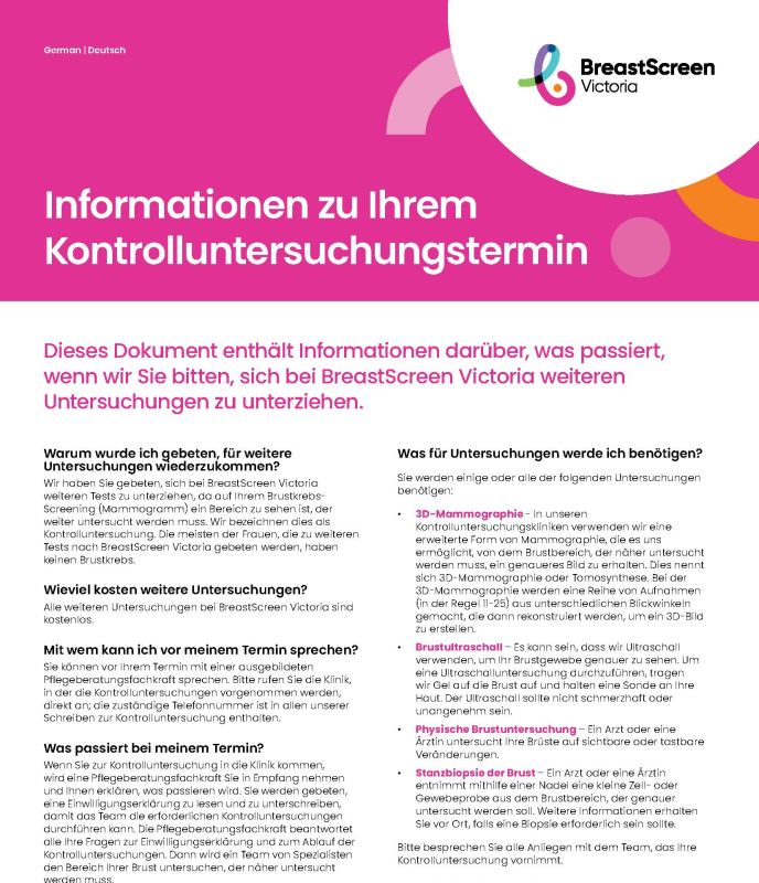 German assessment visit cover