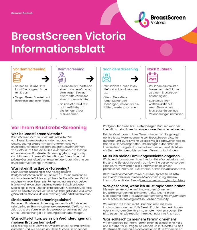 German information sheet cover