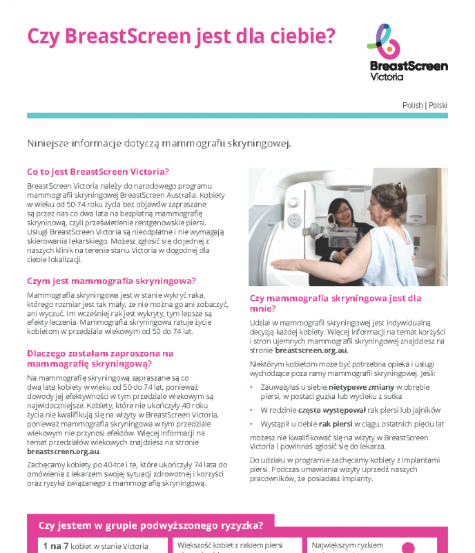 Polish is the breast screen program for you cover