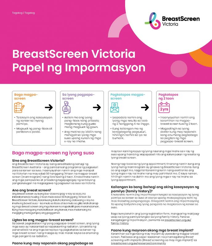 Tagalog information sheet