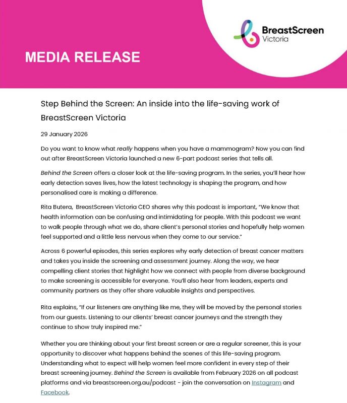 media release behind the screen