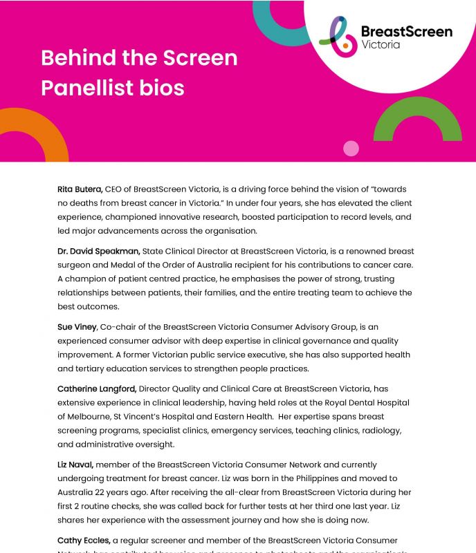 panellist bios Behind the Screen