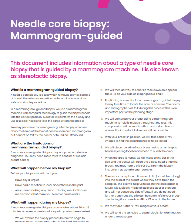 Needle core biopsy mammogram guided May 2023 thumbnail