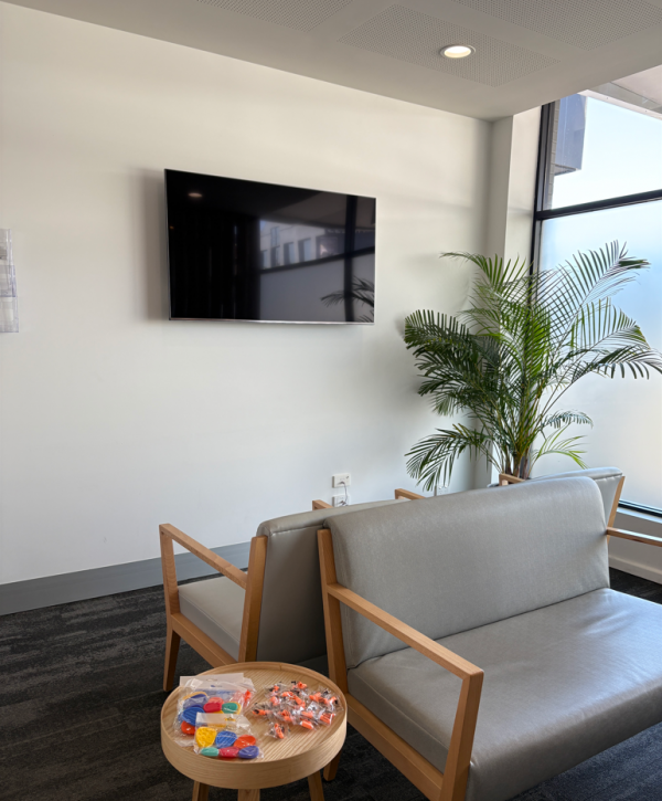 An empty, sensory-friendly waiting area